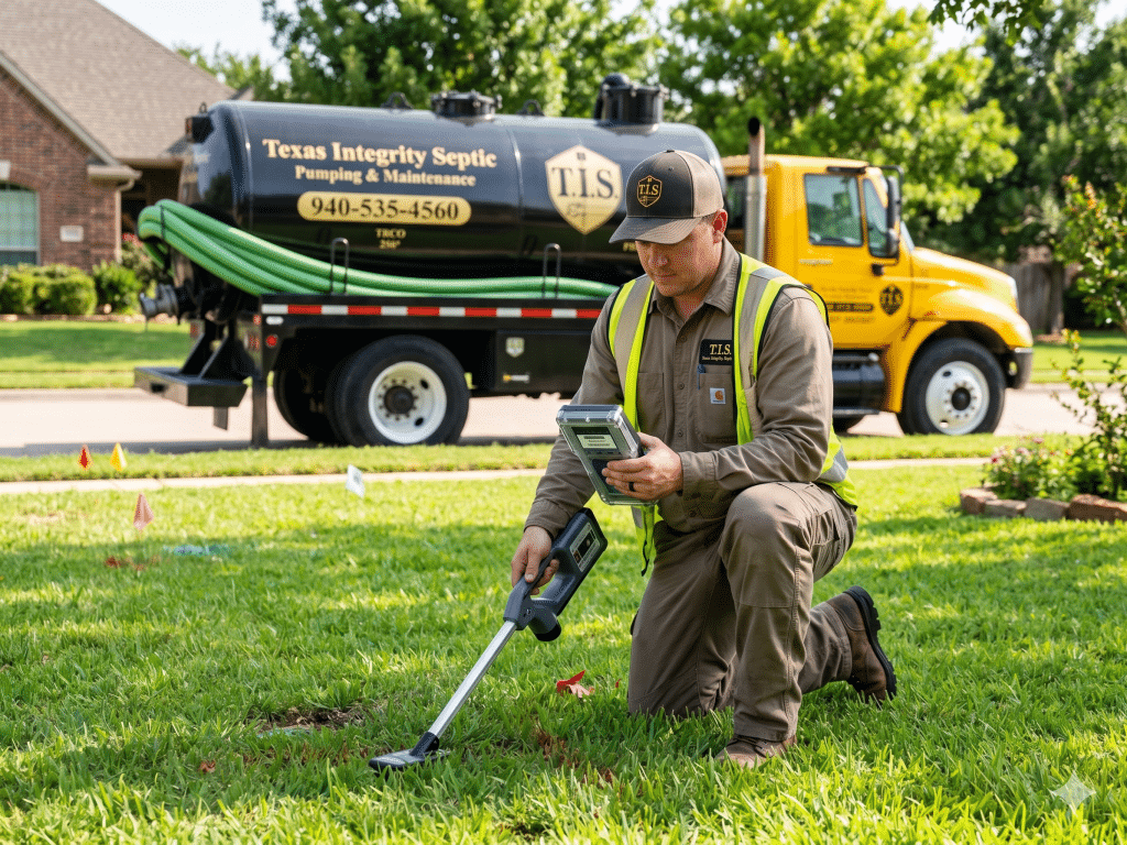 Septic lid locating and digging services by Integrity Septic Services in Denton, Texas.