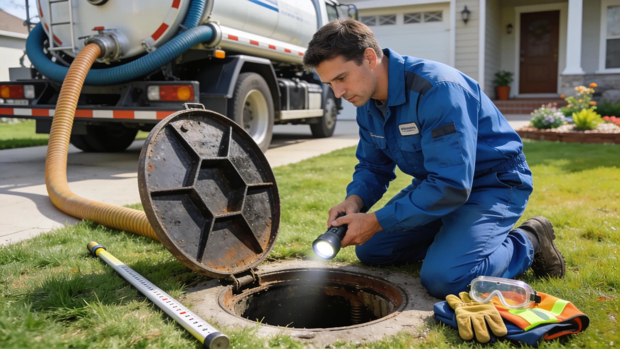 Professional technician conducting residential septic cleaning for optimal system performance